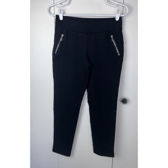 Simply Styled By Sears Black Crop Ankle Pants Sz M Zipper Details Skinny Stretch - Picture 1 of 5